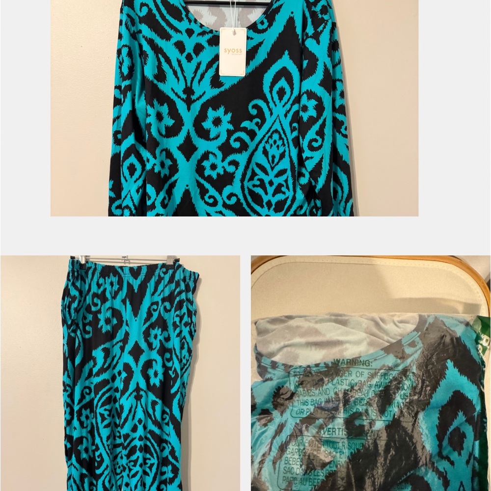 NWT Blue and Black Patterned Outfit w/pockets